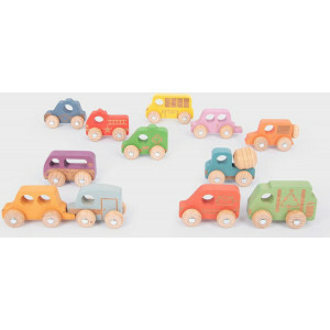 Rainbow Wooden Vehicles Set - Pk12