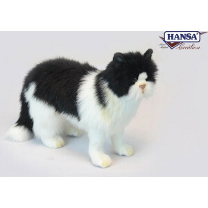 Stofftier Plüsch Perserkatze schwarz-weiß - 34 cm - Lebensecht - Stofftier