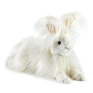 Angora-Kaninchen-Handpuppe – Lehrreiche und Weiche, Lebensechte Spielpuppe für Kinder