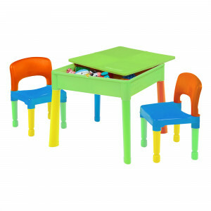 Quadratischer 5-in-1-Aktivitätstisch und 2 Stühle für Kinder - Mehrfarbig