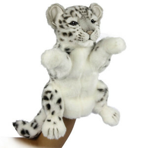 Weißer Schneeleopard Handpuppe Kuscheltier 32 cm