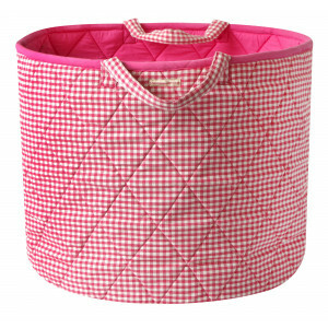 Gingham Spielzeugkorb (Rosa) - Kiddiewinkles (PINKGTB)