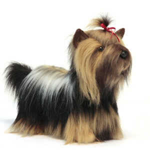 Lebensechter Yorkshire Terrier Plüschhund – Braun/Beige/Schwarz – 44 cm – Pädagogisches und Inspirierendes Spielzeug