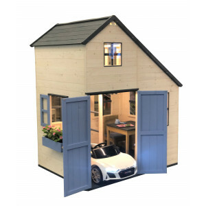 Holzspielhaus - Villa - 2 Etagen - mit Garage und Schlafgelegenheit - FSC - EU-Produkt