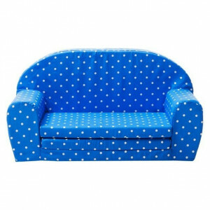 Gepetto Kindersofa ausklappbar blau mit weißen Punkten