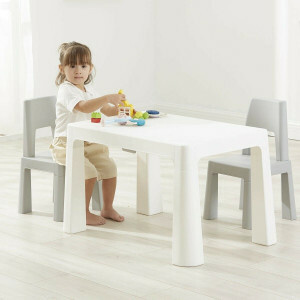 Höhenverstellbarer Tisch und 2 Stühle Für Kinder in Weiss und Grau