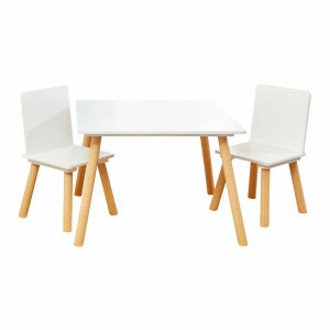 Tisch- und Stuhlset für Kinder in Weiß und Kiefernholz