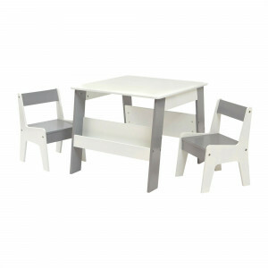 Weißer und grauer Bücherregal-Tisch und Stuhl-Set für Kinder